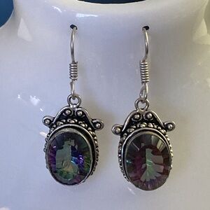 NWOT - Mystic Rainbow Topaz Gemstone Silver Earrings
